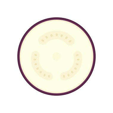 Beyaz arka planda patlıcan. Dilimlenmiş. Patlıcan simgesi vektörü.