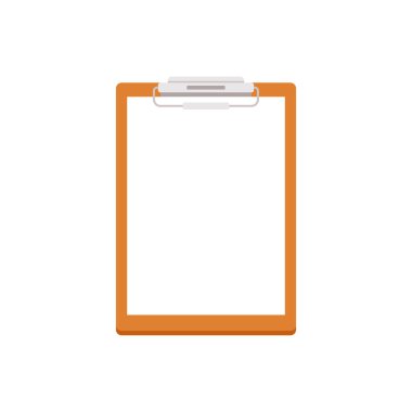 Beyaz arkaplana izole edilmiş yazı için boş beyaz kağıt içeren bir pano. Vektör çizimi. Metin için boş alan.