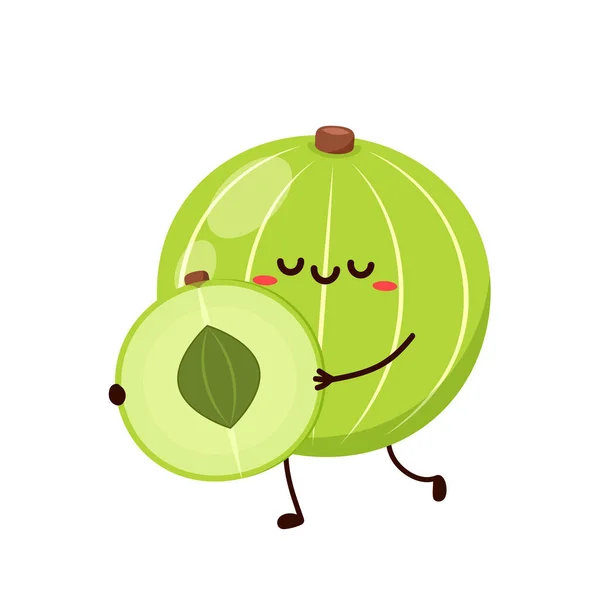 Amla Cartoon Mascot Indian Gooseberry Fruits Amla Phyllanthus Emblica Indain — Image vectorielle