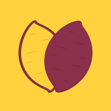 Kızarmış tatlı patates. Kızarmış patates logosu tasarımı. Japon Tatlı Patates.