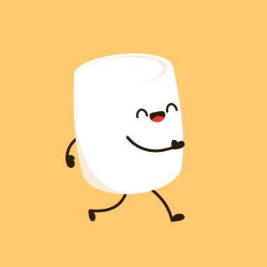 Marshmallow çizgi filmi. Şekerleme karakter tasarımı. Şekerleme vektörü.