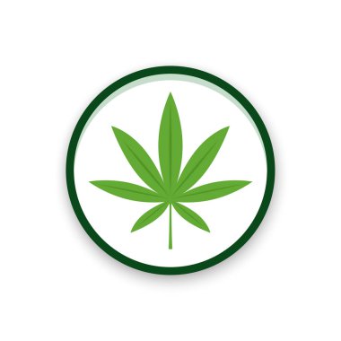 Tıbbi esrar ya da marihuana. Mariuhana yaprak sembolü, marihuana veya kenevir ikonu, kenevir tıbbi işareti, ot uyuşturucu illüstrasyonu.