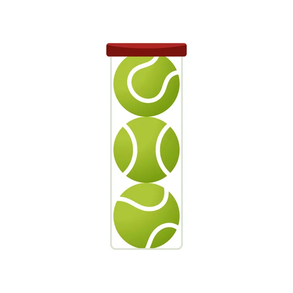 Tennis Ball Vector Tennis Balls Plastic Bottle Isolated White Background — Vettoriale Stock