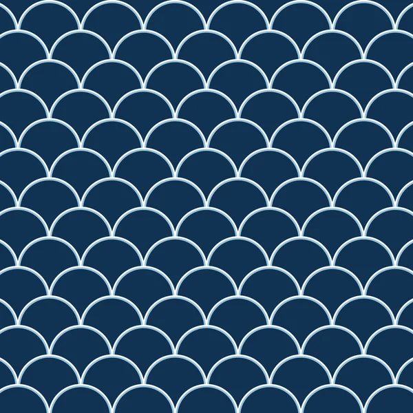 Mermaid Fish Scale Wave Japanese Luxury Pattern Dark Blue Background — Stockvektor