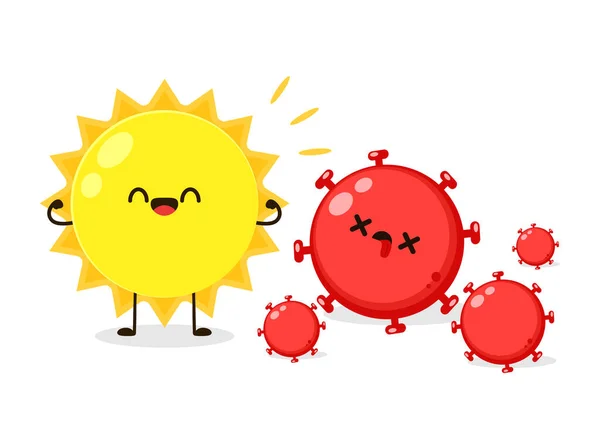Sun Cartoon Vector Summer Sun Light Kill Reduce Infection Rate — 图库矢量图片