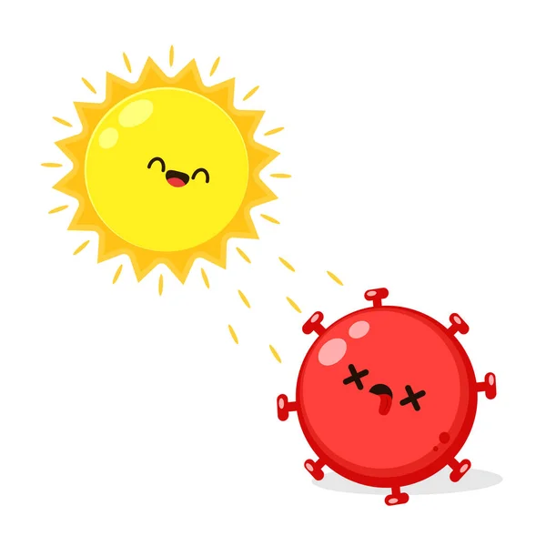 Sun Cartoon Vector Summer Sun Light Kill Reduce Infection Rate — Stock Vector