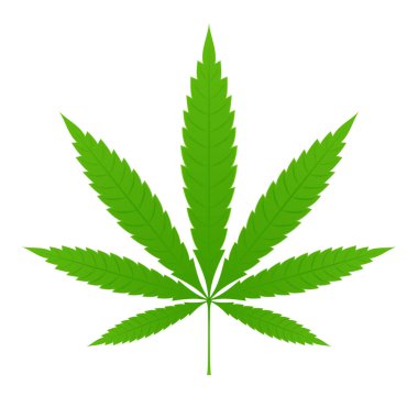 Cannabis leaf. Mariuhana leaf symbol, marijuana or hemp icon, cannabis medical sign, weed drug vector illustration.