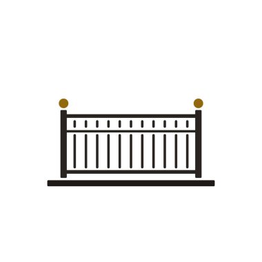 Balkon çizgi film vektörü. Tırabzan vektörü. Çit vekot.