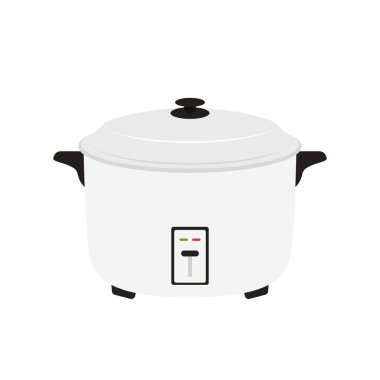Pirinç pişirici vektörü. Beyaz arkaplanda pilav pişirici.