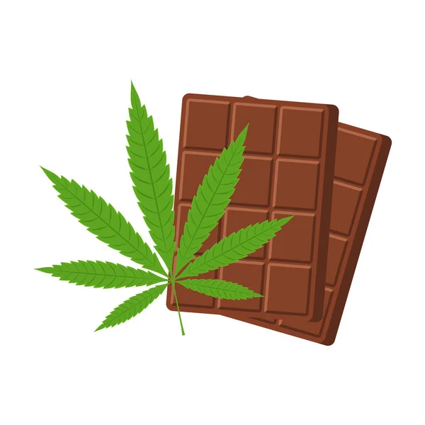 Marijuana Chocolate Vector Chocolate Bar Marijuana Leaf Narcotic Sweets Isolated — Stockvektor
