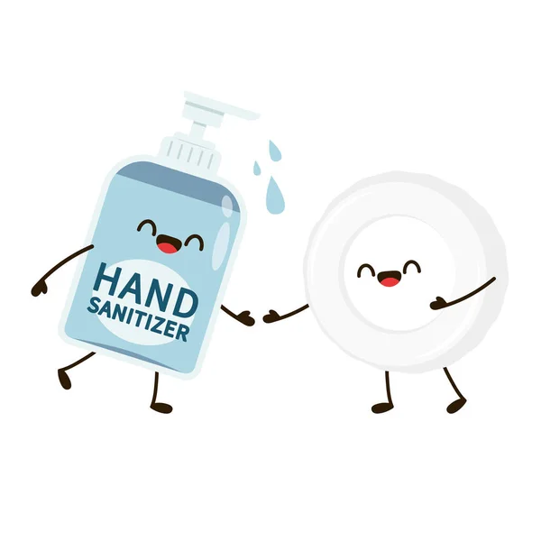 Handdesinfektionsmittel Charakter Alkohol Gel Waschgel Gegen Viren Bakterien Grippe Coronavirus — Stockvektor