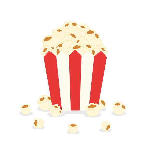 Popcorn Isolated White Background Snack Food Big Red White Strip — Vector de stock