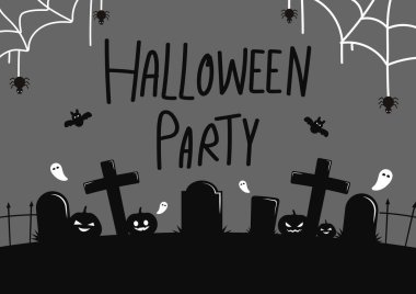 Cadılar Bayramı tasarım vektör illüstrasyonu. Parti Cadılar Bayramı posteri.