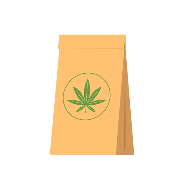 Marijuana Packing Bag Cannabis Marijuana Mariuhana Leaf Symbol — Archivo Imágenes Vectoriales