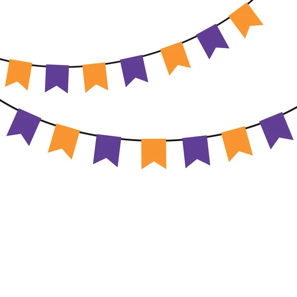 Halloween party flags with party confetti. Halloween frame.