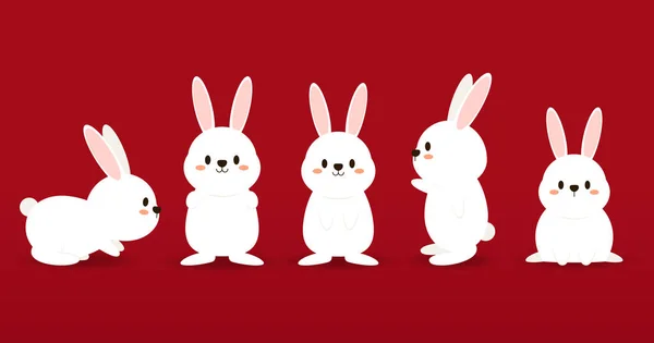 Happy Chinese New Year Greeting Card 2023 Cute Rabbit Animal — Stockový vektor