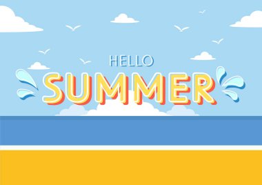 Hello summer sale storie, summer social post. Beach summer poster.