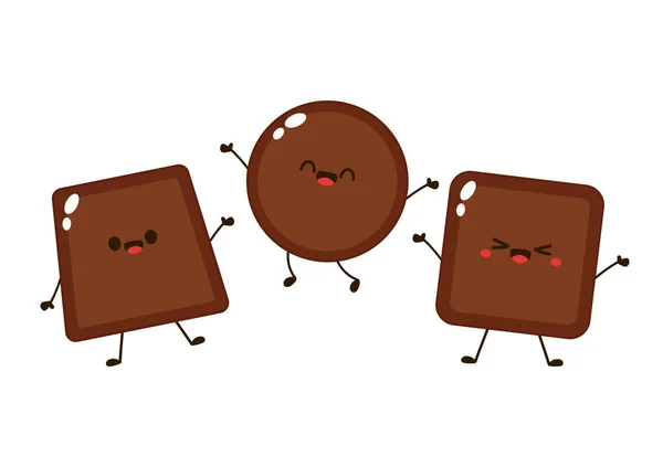 可爱又有趣的巧克力酒吧角色 巧克力吉祥物 — 图库矢量图片