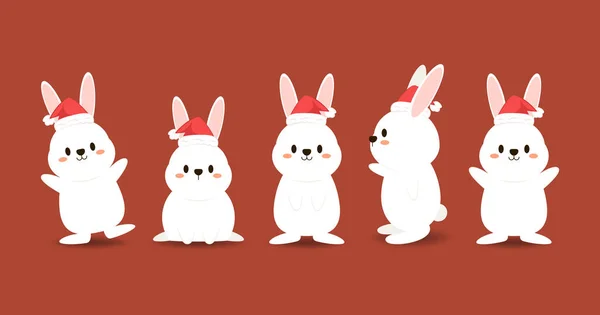 Happy Chinese New Year Greeting Card 2023 Cute Rabbit Animal — Vector de stock