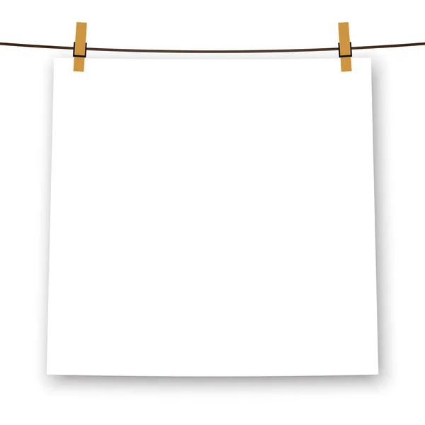 Λευκό Χαρτί Κενό Εικόνα Διάνυσμα Λευκή Αφίσα Κρέμεται Συνδετικό Υλικό — Διανυσματικό Αρχείο