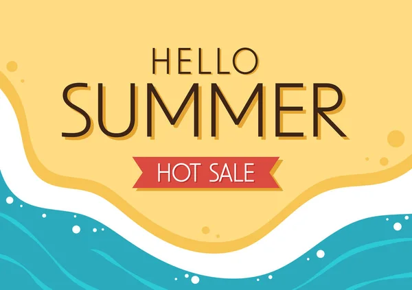 Hello Summer Sale Storie Summer Social Post Beach Summer Poster — Διανυσματικό Αρχείο