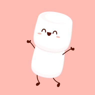 Marshmallow çizgi filmi. Şekerleme karakter tasarımı. Şekerleme vektörü.