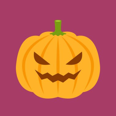 Tatlı balkabaklı Cadılar Bayramı tebrik kartın kutlu olsun. Tatil çizgi film karakteri. çizgi film vektörü.