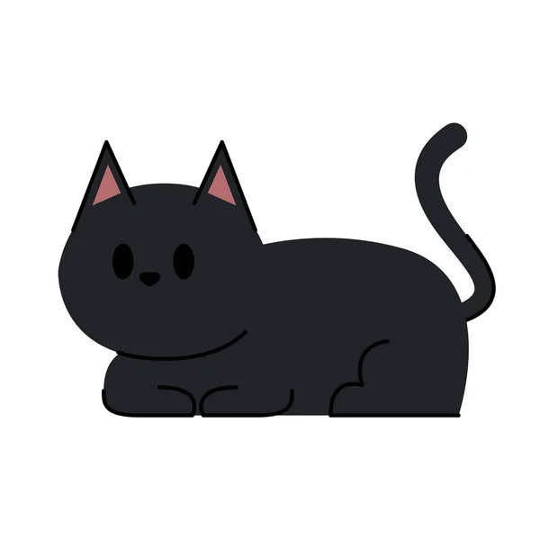 Black Cat Banner Black Kitten Funny Cute Kawaii Cartoon Baby — Stock Vector