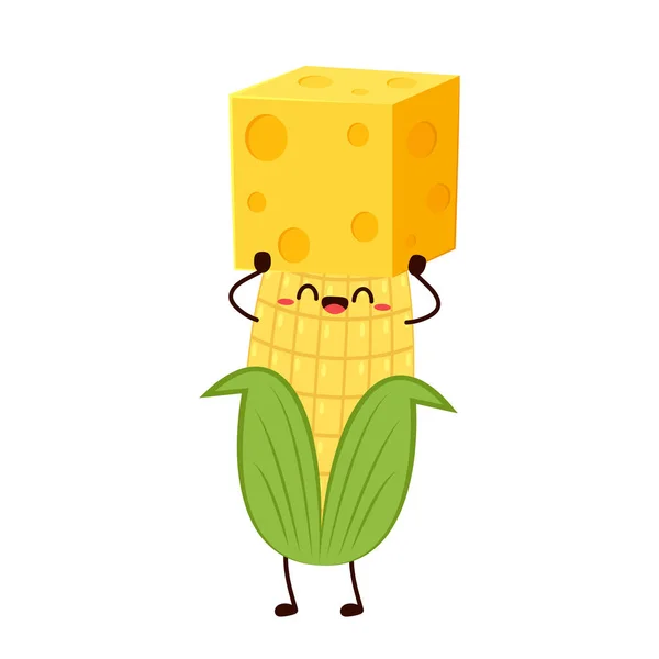 Corn Cheese Vector Corn Cheese Character Design Corn White Background — 스톡 벡터