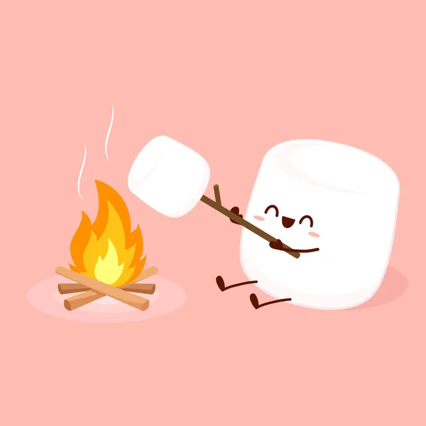Marshmallow Karakter Behang Vrije Ruimte Voor Tekst Logo Ontwerp Vreugdevuur — Stockvector