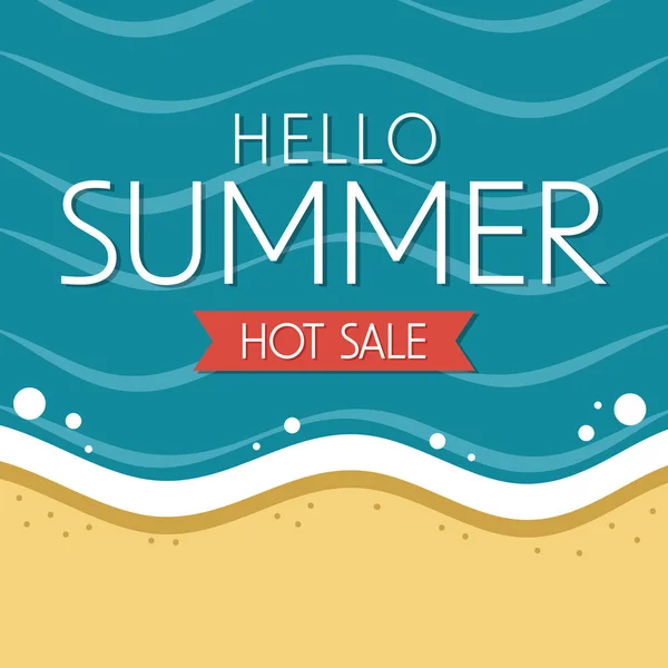 Hello Summer Sale Storie Summer Social Post Beach Summer Poster — Διανυσματικό Αρχείο