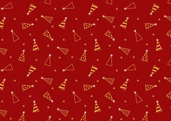 Party Hat Icons Vector Party Hat Pattern Red Background — Image vectorielle