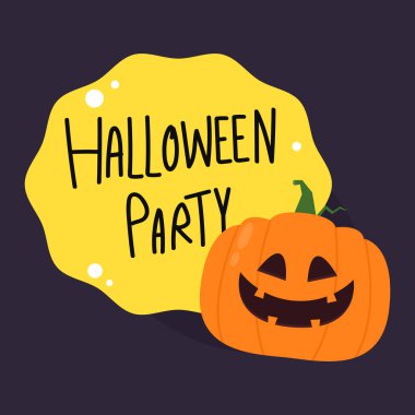 Tatlı balkabaklı Cadılar Bayramı tebrik kartın kutlu olsun. Tatil çizgi film karakteri. çizgi film vektörü.