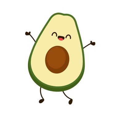 Avokado karakter tasarımı. beyaz arkaplanda avokado.