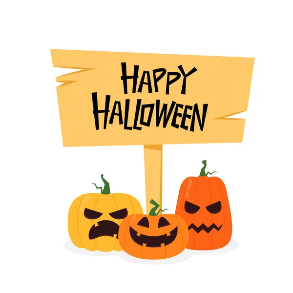 Happy Halloween Greeting Card Cute Pumpkin Holidays Cartoon Character Cartoon — Wektor stockowy