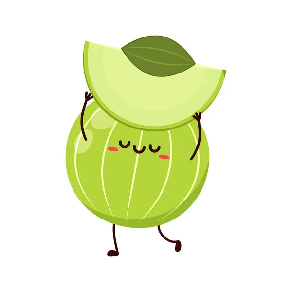 Amla Cartoon Mascot Indian Gooseberry Fruits Amla Phyllanthus Emblica Indain — Vector de stock