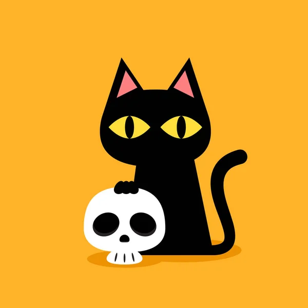 Black Cat Banner Black Kitten Funny Cute Kawaii Cartoon Baby — Image vectorielle