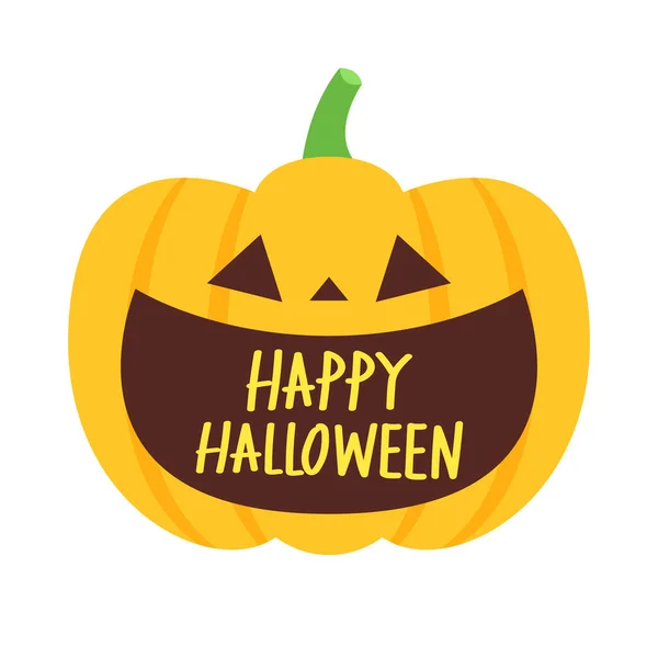 Happy Halloween Greeting Card Cute Pumpkin Holidays Cartoon Character Cartoon — Vetor de Stock