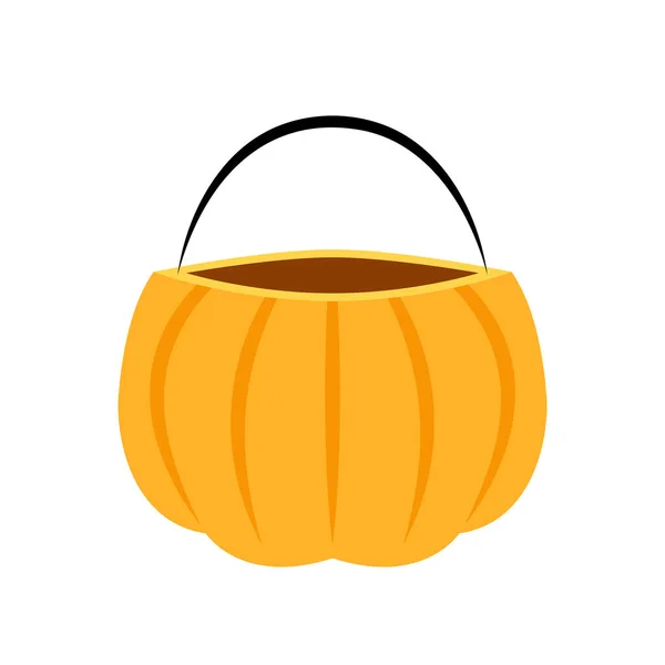 Pumpkin Basket Vector Halloween Pumpkin Basket Jack Lantern Bowl Flat — Stockvektor