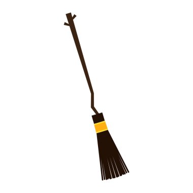 Witch broom vector. Witch broom on white background. Witch broom in Halloween day.