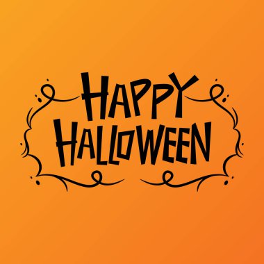Happy Halloween text banner. Happy Halloween text design on orange background.