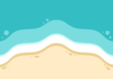 Deniz dalgaları ve kumlu tropik plaj, yaz zamanı. Plaj katmanı renk arkaplanı.