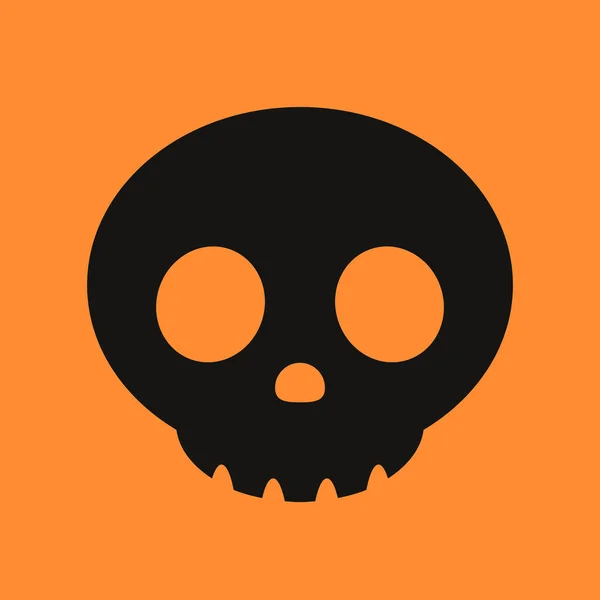 Black Skull Orange Background Skull Icon Halloween Icon — Image vectorielle