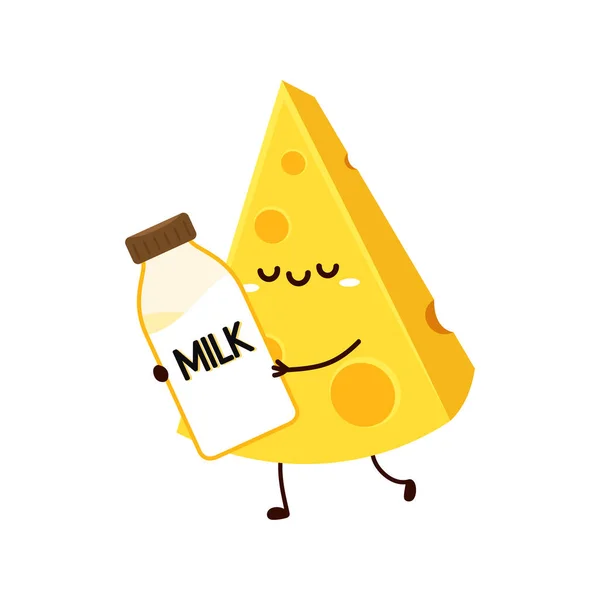 Cheese Character Design Cheese White Background Symbol Mascot Cheese Milk — Stockvektor
