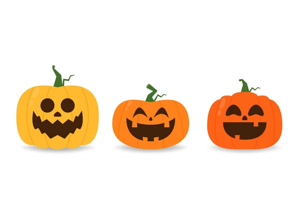 Pumpkin Head Set Cute Scary Halloween Pumpkin Monster Set Holidays — Archivo Imágenes Vectoriales