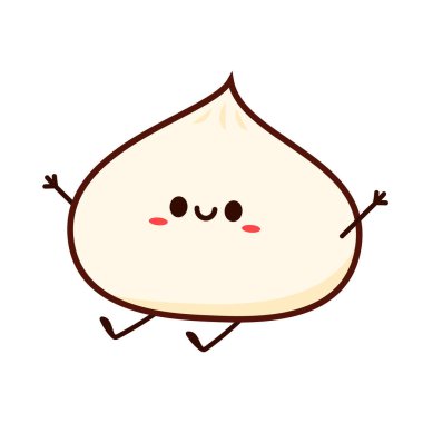 Buharda pişirilmiş çizgi film vektörü. Güzel 