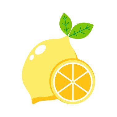 Lemon cartoon vector. Lemon on white background. Lemon slice.