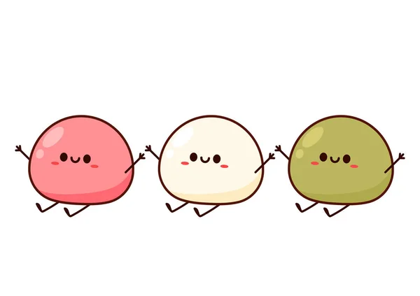 Cute Mochi Cartoon Vector Mochi Icon Vector Japanese Rice Dessert — Vettoriale Stock