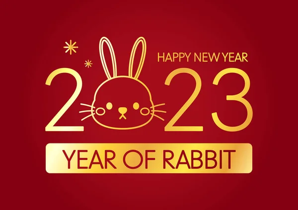 Happy Chinese New Year Greeting Card 2023 Cute Rabbit Animal — ストックベクタ