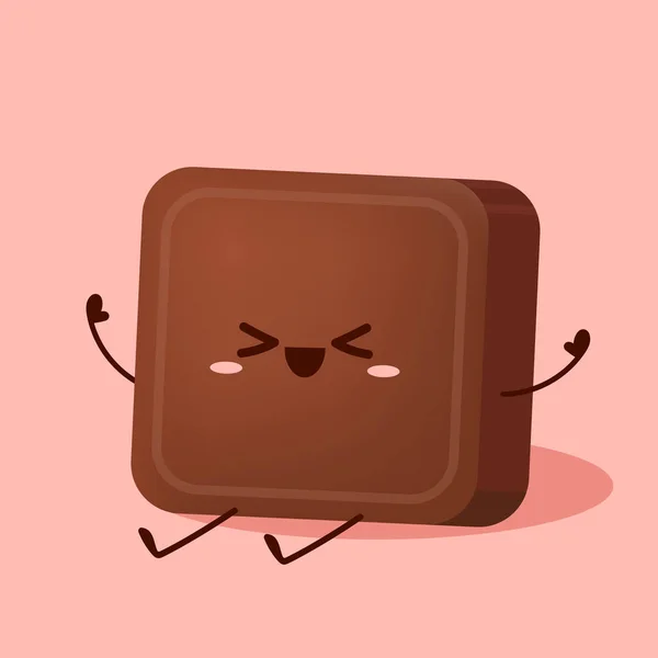 Carino Divertente Personaggio Della Barretta Cioccolato Mascotte Cioccolato — Vettoriale Stock